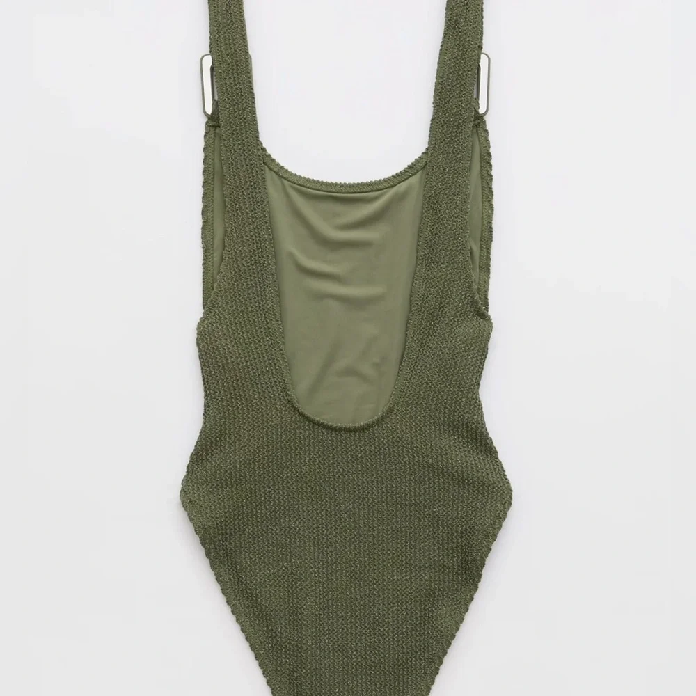Aerie Shimmery Crinkle Olive green Bodysuit - One piece - Picture 5 of 8